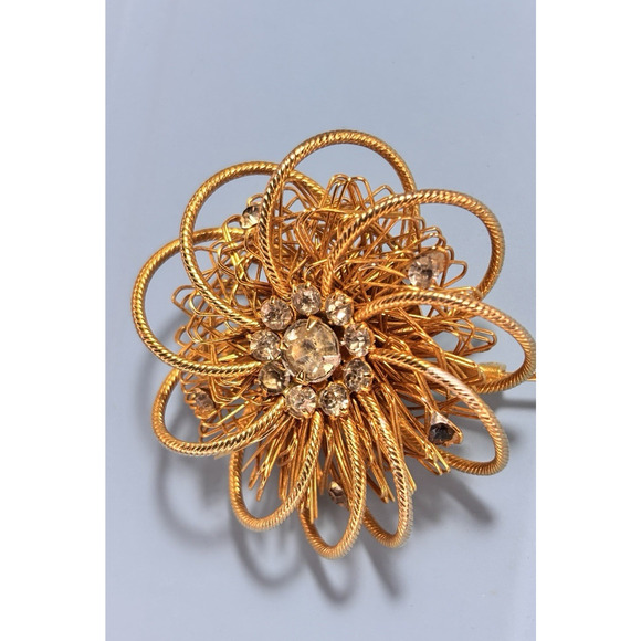 Vintage Mid-Century WEISS Wirework Flower Star Burst Sputnik Floral Brooch 2.5" - Picture 1 of 16
